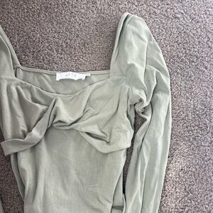 ASTR Women's Sage Green Bodysuit Long Sleeve